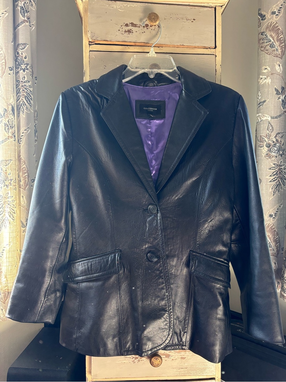 Womens Colebrook & Co. Black Leather Blazer